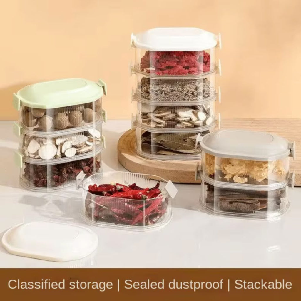Three-Layer Clear Kitchen Food Storage Container with Side Locking Buckles