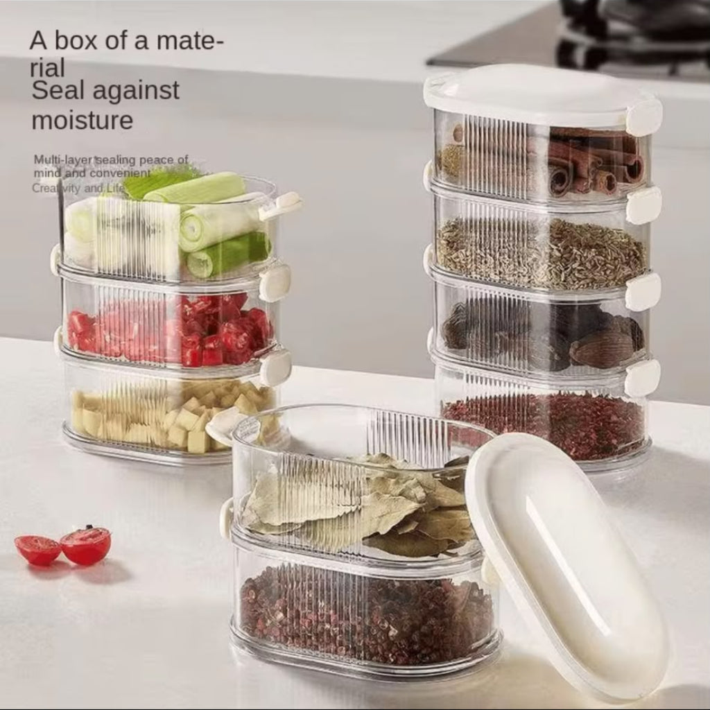 Three-Layer Clear Kitchen Food Storage Container with Side Locking Buckles