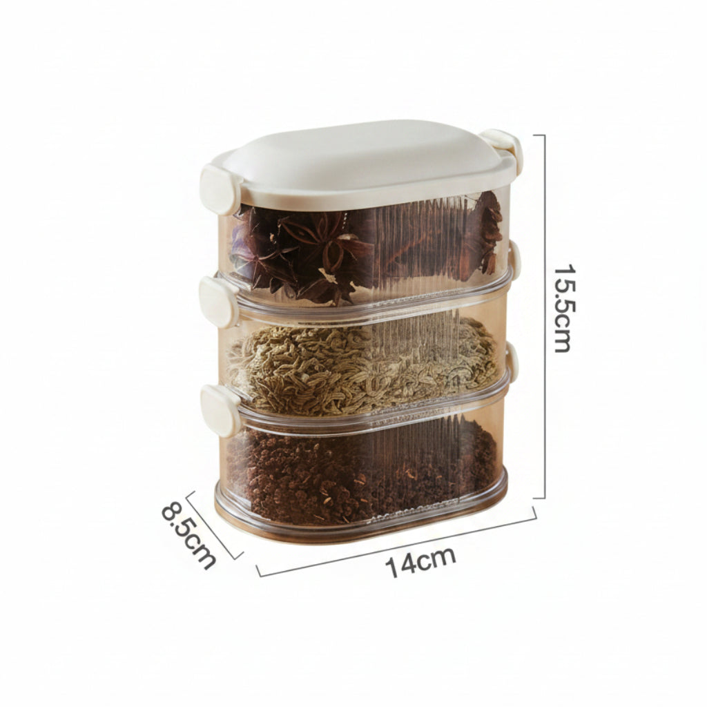 Three-Layer Clear Kitchen Food Storage Container with Side Locking Buckles