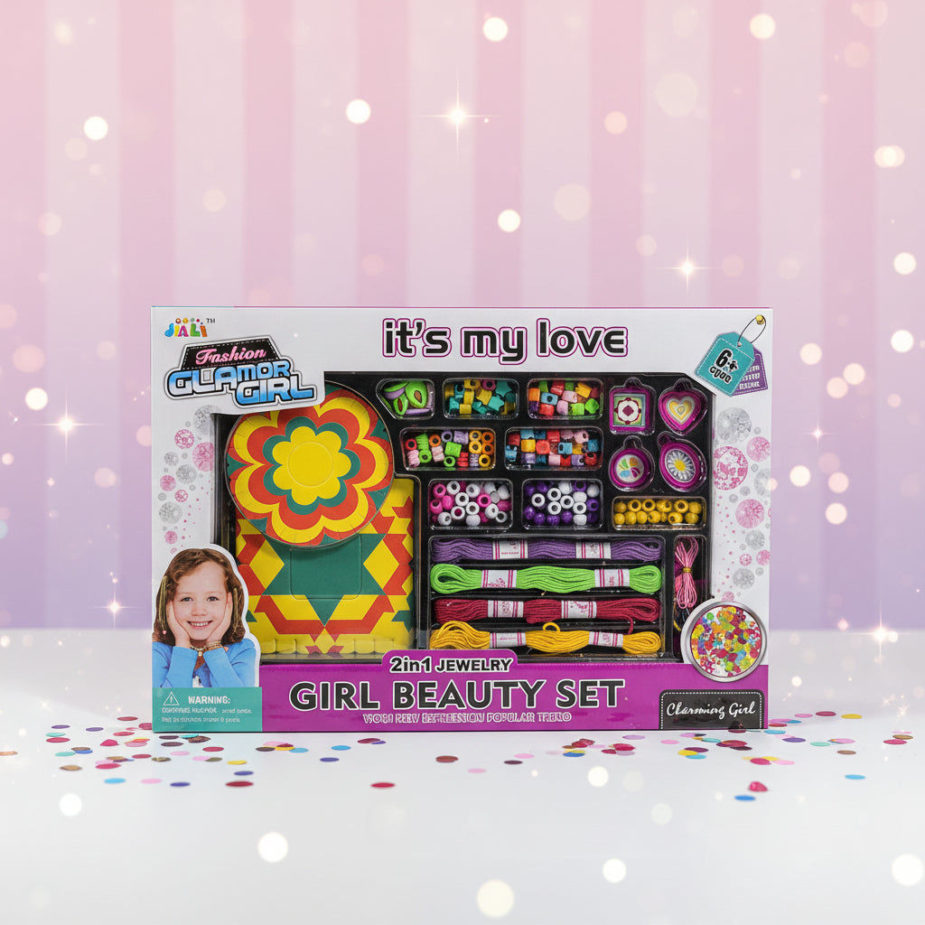 2-in-1 DIY Jewelry Making Kit for Girls – Friendship Bracelet Maker & Colorful Bead Set
