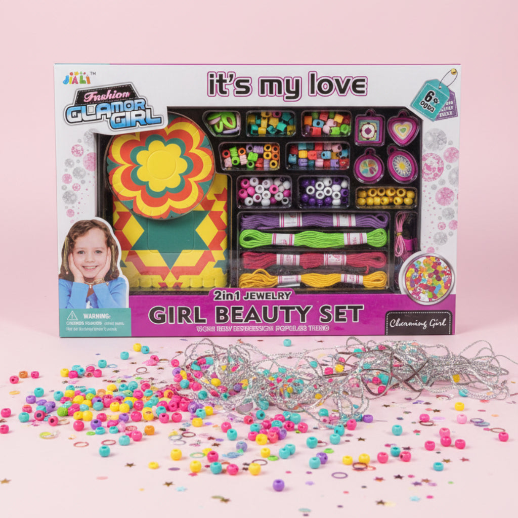 2-in-1 DIY Jewelry Making Kit for Girls – Friendship Bracelet Maker & Colorful Bead Set