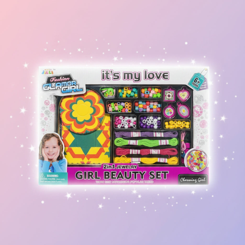 2-in-1 DIY Jewelry Making Kit for Girls – Friendship Bracelet Maker & Colorful Bead Set