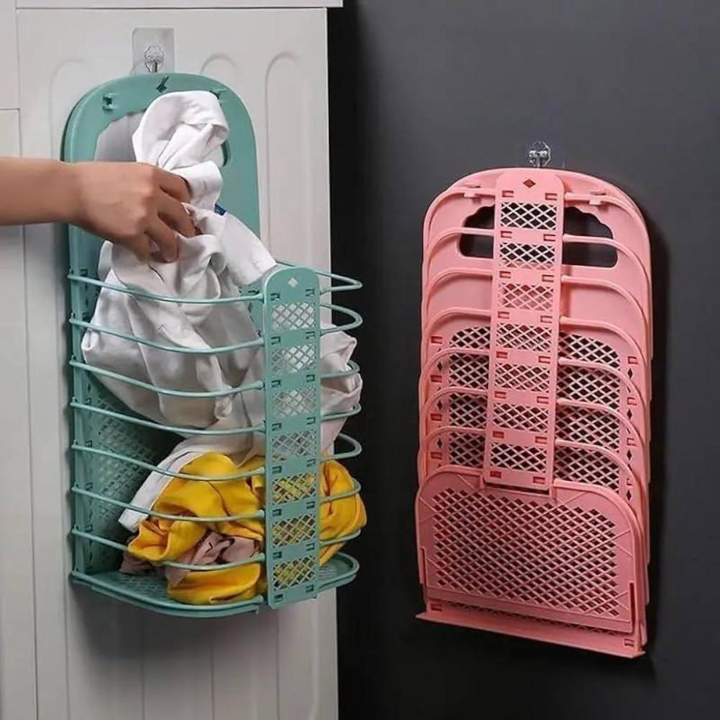 Wall-Mounted Collapsible Laundry Basket – Space-Saving Folding Clothes Hamper with Handle