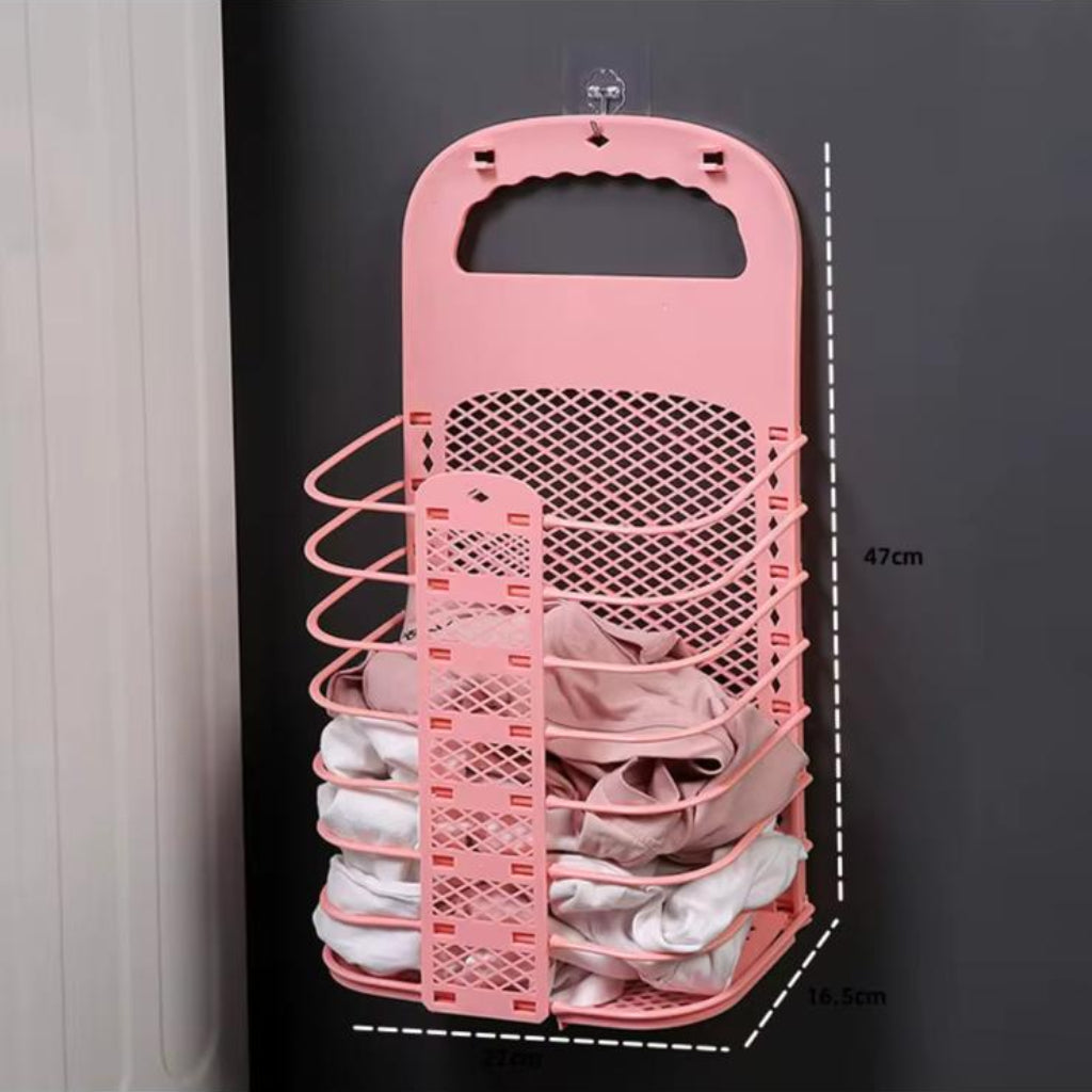 Wall-Mounted Collapsible Laundry Basket – Space-Saving Folding Clothes Hamper with Handle