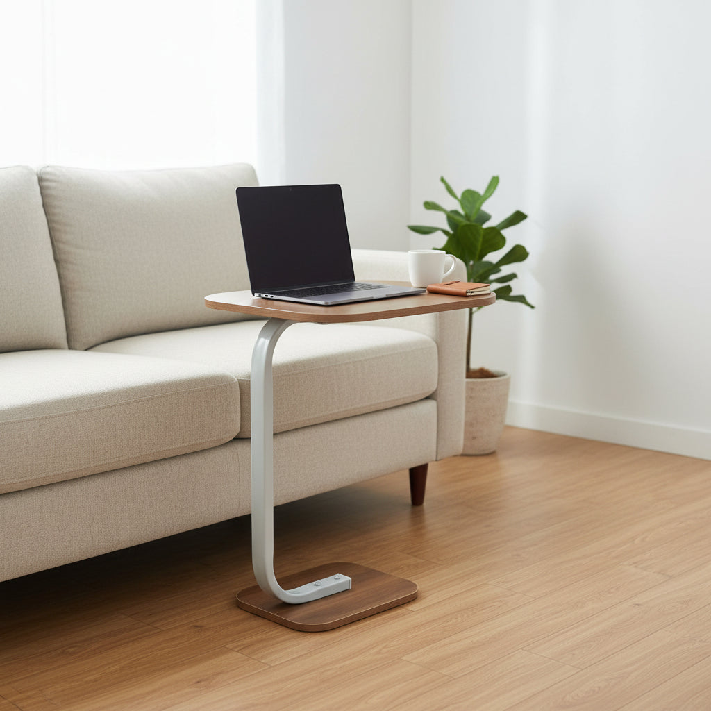 C-Shaped Mini Side Table – Space-Saving End Table for Sofa, Bed