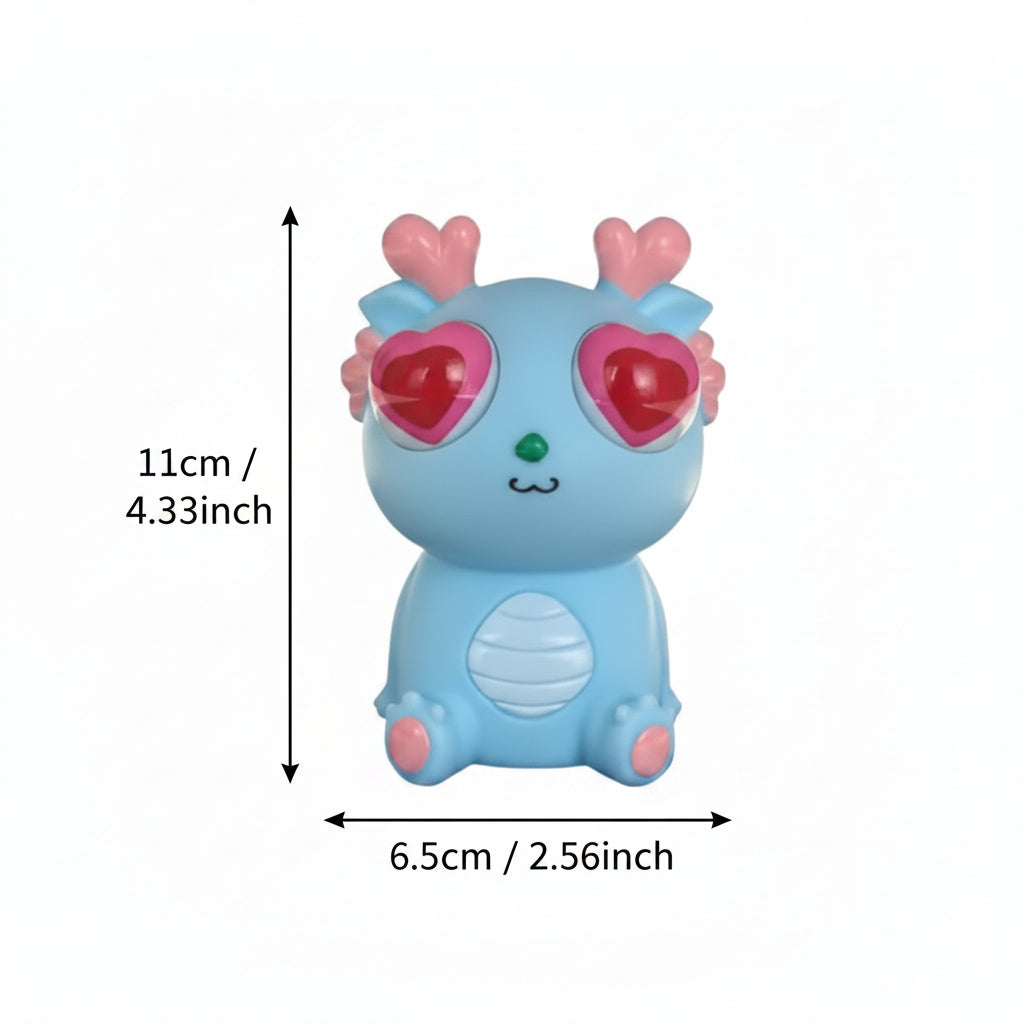 Cute Dragon Squishy Toy with Heart Eyes & Shake-Activated Light-Up Feature – Soft Stress Relief Fidget Toy (Random Color)