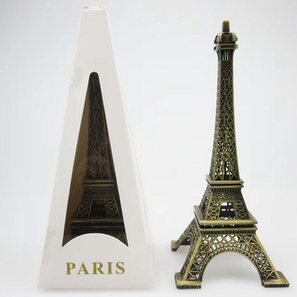 Bronzed Eiffel Tower Metal Ornament – Decorative Building Model for Home & Office