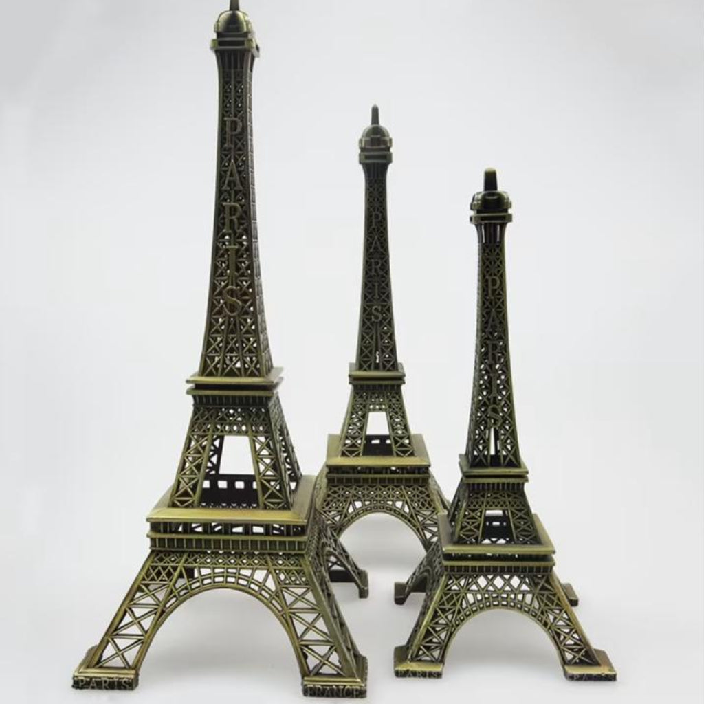 Bronzed Eiffel Tower Metal Ornament – Decorative Building Model for Home & Office