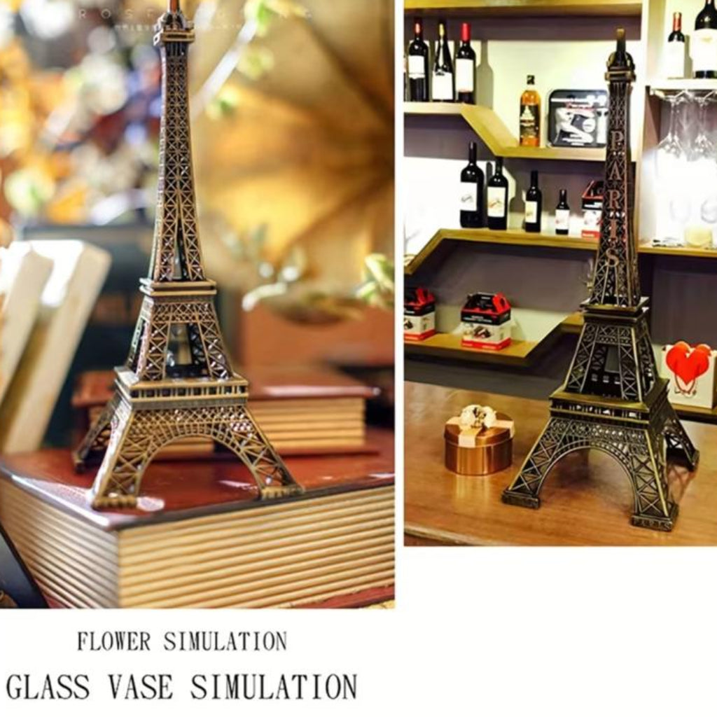 Bronzed Eiffel Tower Metal Ornament – Decorative Building Model for Home & Office