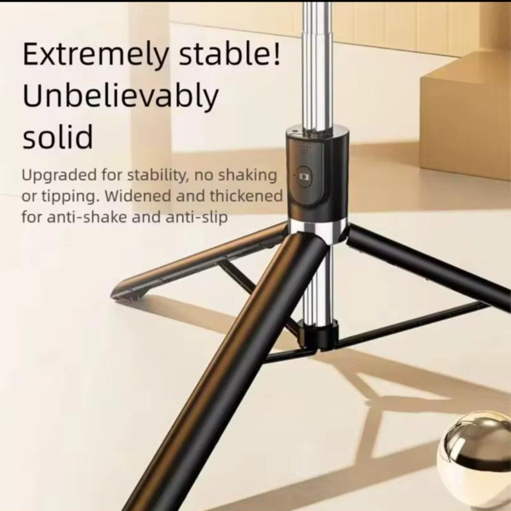 Selfie Stick Tripod with Fill Light & Wireless Remote – 360° Rotating Extendable Phone Holder