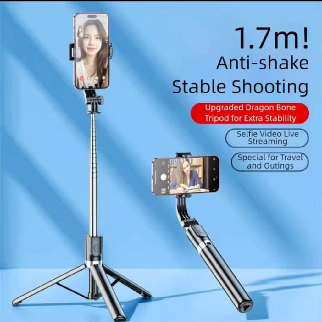 Selfie Stick Tripod with Fill Light & Wireless Remote – 360° Rotating Extendable Phone Holder