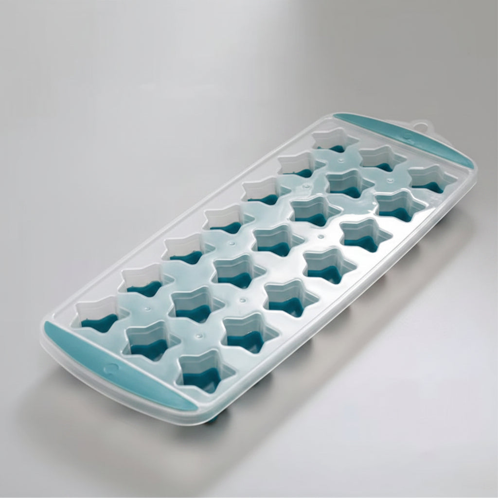 Star-Shaped Silicone Ice Cube Tray with Lid – Flexible Reusable Mold for Ice