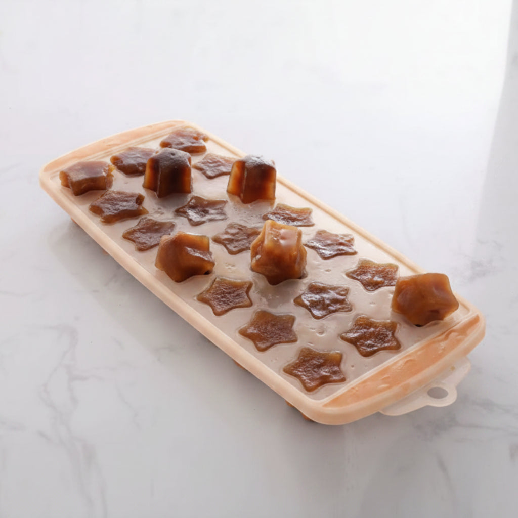 Star-Shaped Silicone Ice Cube Tray with Lid – Flexible Reusable Mold for Ice