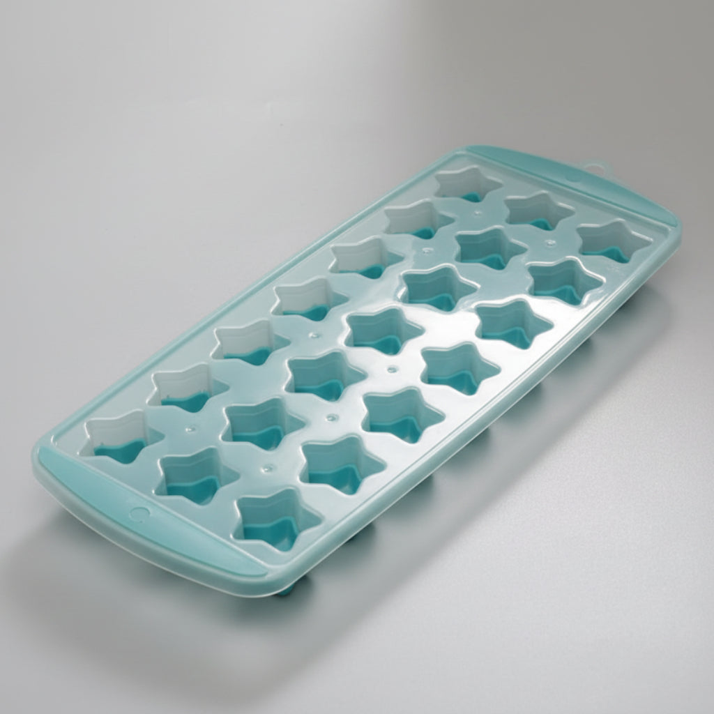 Star-Shaped Silicone Ice Cube Tray with Lid – Flexible Reusable Mold for Ice