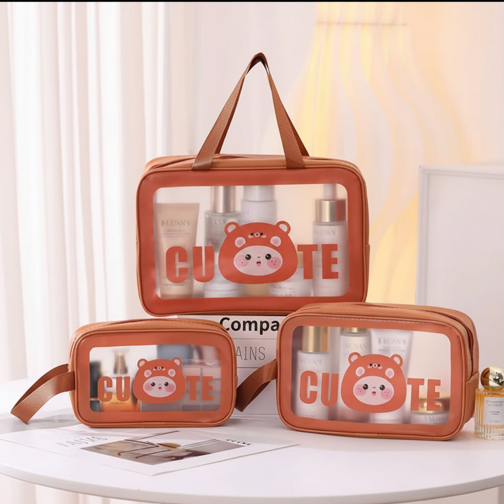 Transparent Waterproof Cosmetic & Toiletries Bag 3PCS Set – Multi-Size Travel Organizer