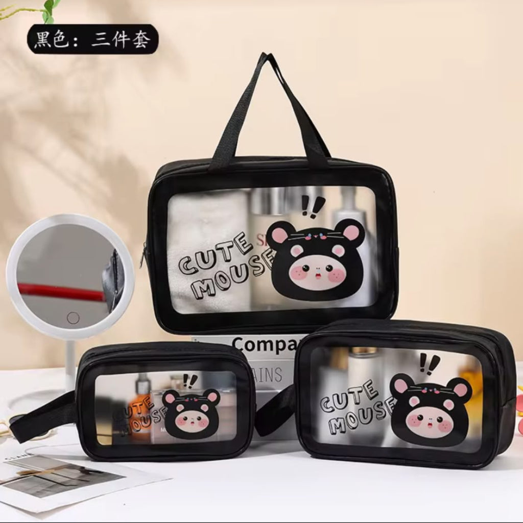 Transparent Waterproof Cosmetic & Toiletries Bag 3PCS Set – Multi-Size Travel Organizer