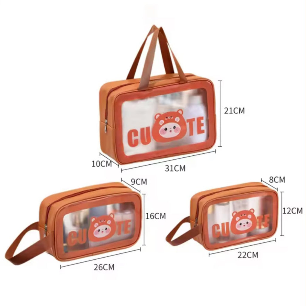 Transparent Waterproof Cosmetic & Toiletries Bag 3PCS Set – Multi-Size Travel Organizer