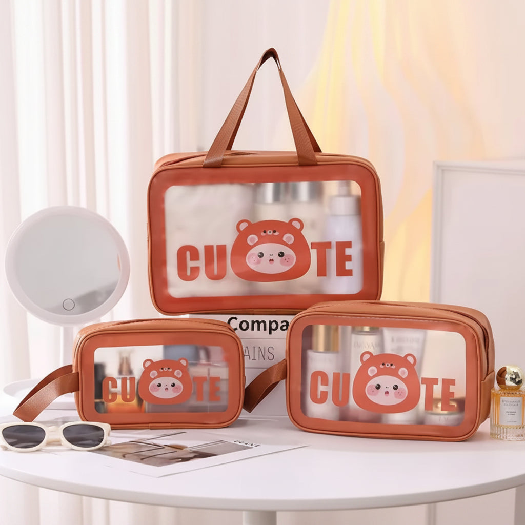 Transparent Waterproof Cosmetic & Toiletries Bag 3PCS Set – Multi-Size Travel Organizer
