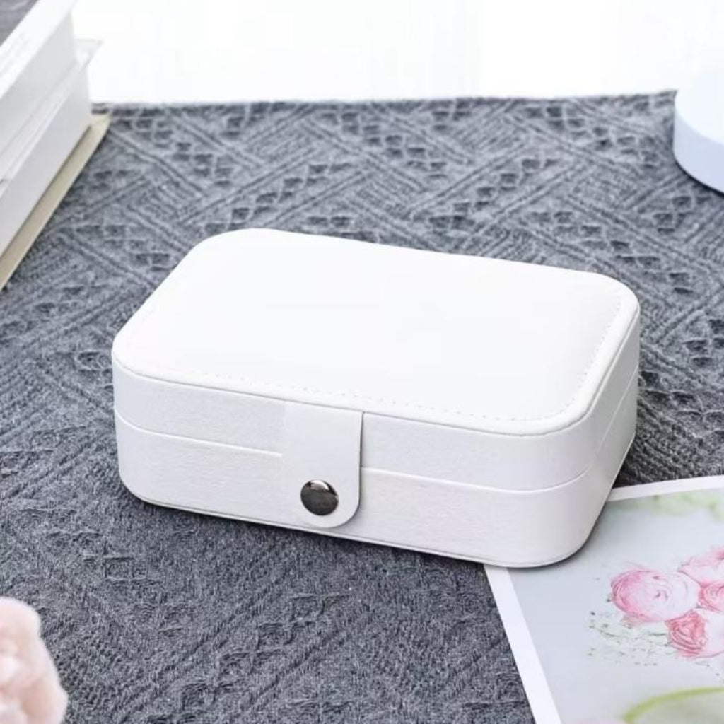 Portable Leather Travel Jewelry Organizer and Storage Box