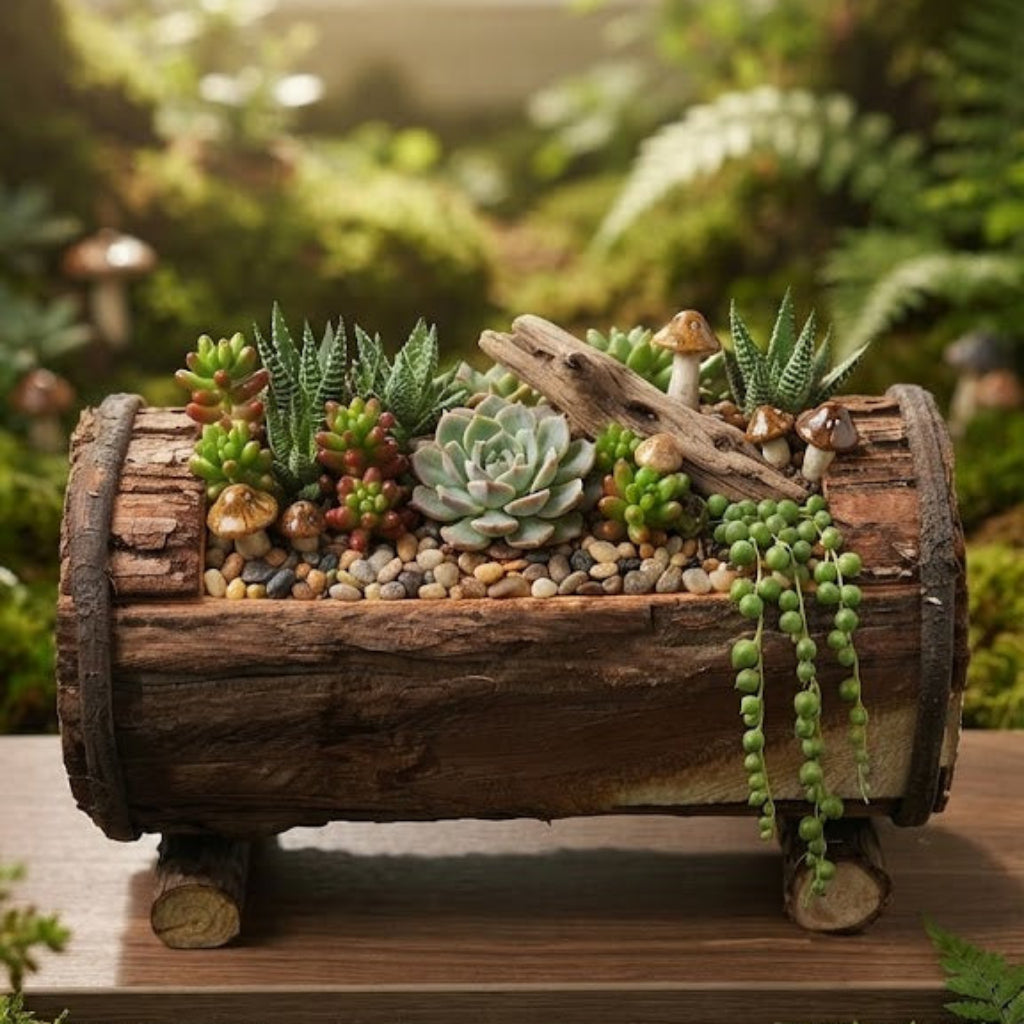 أصيص زهور خشبي ريفي - أصيص خشبي مزخرف للنباتات الداخلية والخارجية