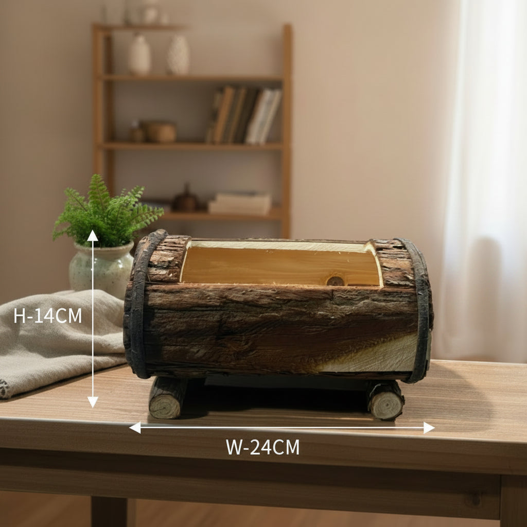 Rustic Wooden Flower Pot – Decorative Wooden Planter for Indoor & Outdoor Plants