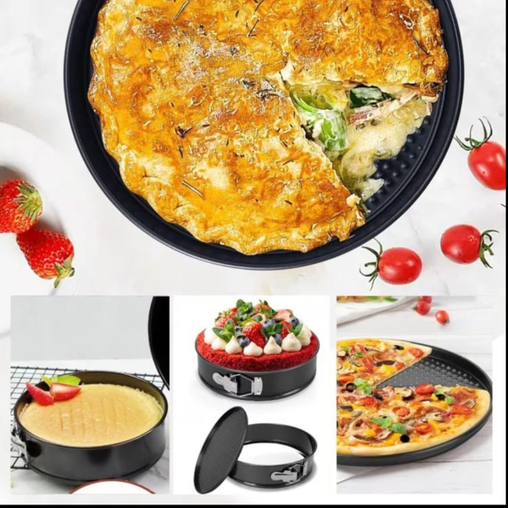 3-Piece Non-Stick Springform Cake Pan Set with Removable Bottoms and Quick-Release Latches for Baking, Tiered Cakes and Cheesecakes