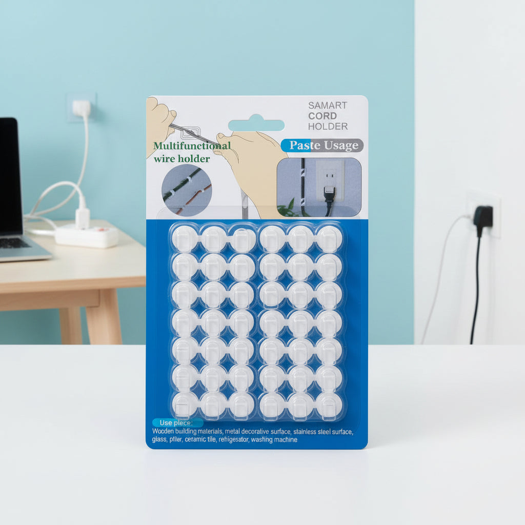 36-Piece Transparent Self-Adhesive Cable Clips – No Drill Wire Organizer for Home