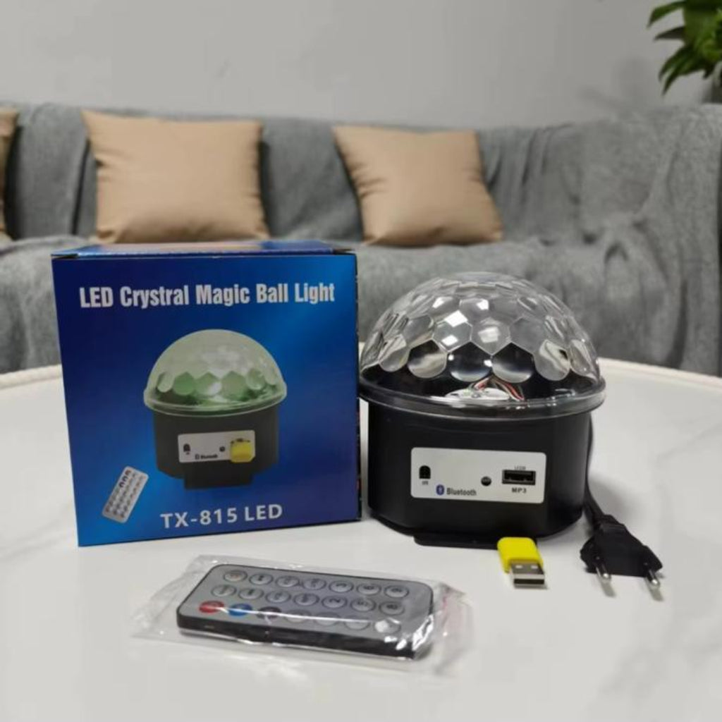 Mini LED Crystal Magic Ball Light – Bluetooth Speaker & Remote Control
