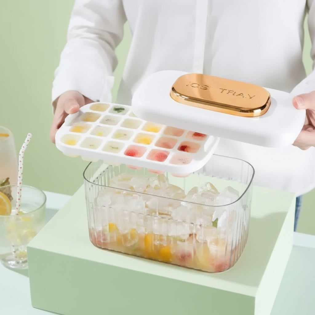 Multi-Layer Press-Type Ice Cube Tray and Storage Box Set