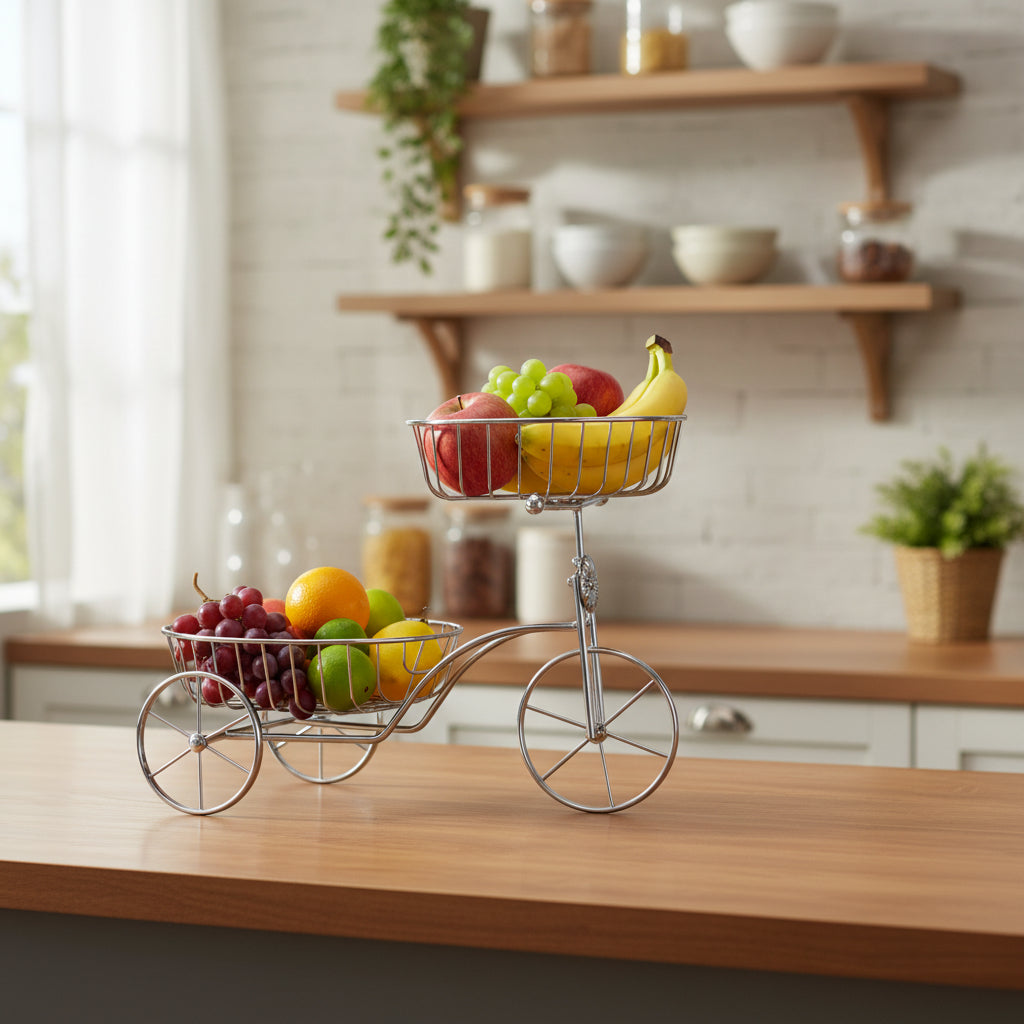 Elegant Steel Tricycle-Style Gourmet Display Stand
