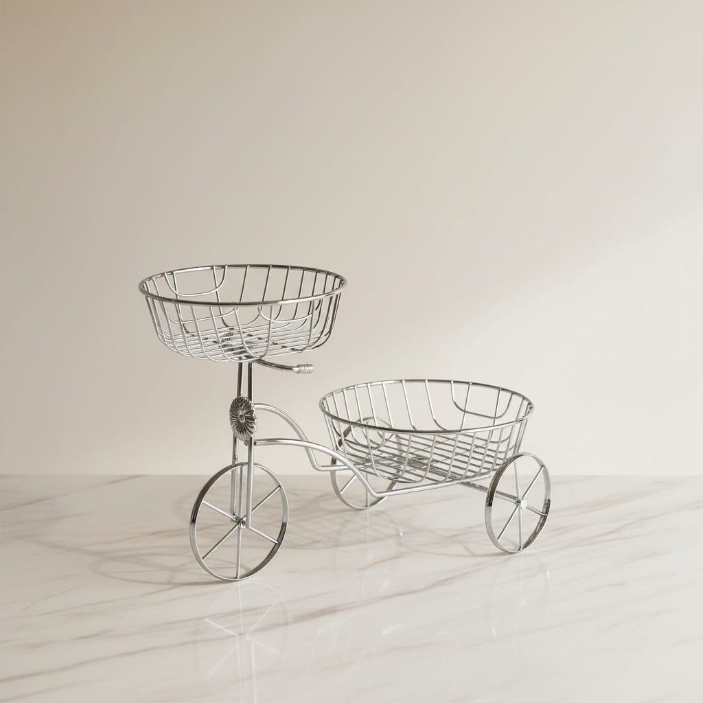 Elegant Steel Tricycle-Style Gourmet Display Stand