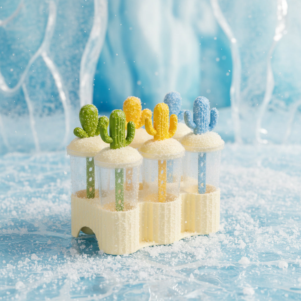 Cactus-Themed DIY Ice Pop & Popsicle Mold Set with Holder