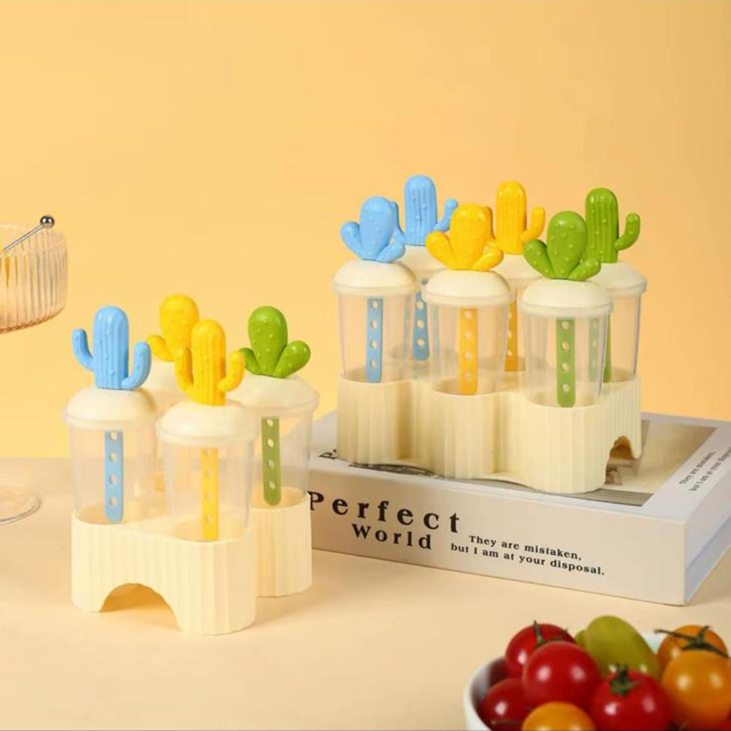 Cactus-Themed DIY Ice Pop & Popsicle Mold Set with Holder