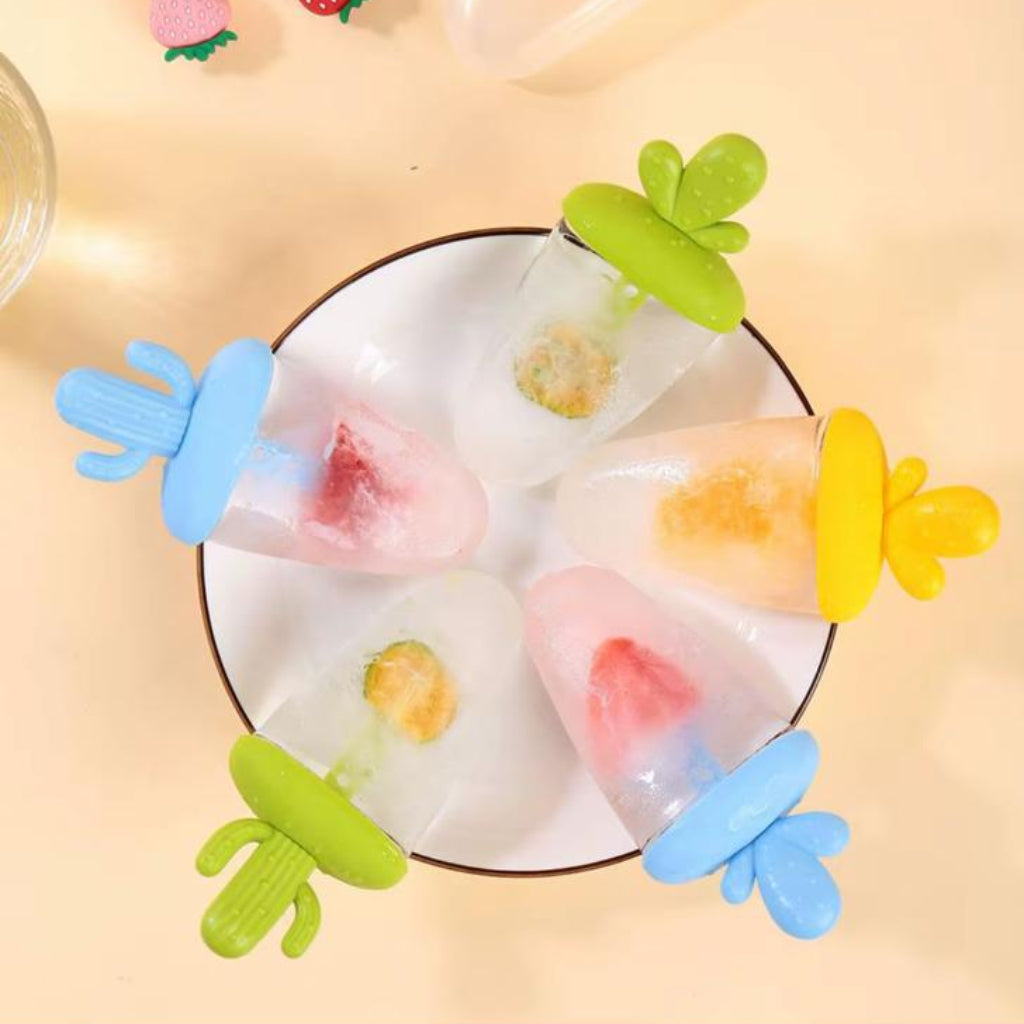 Cactus-Themed DIY Ice Pop & Popsicle Mold Set with Holder