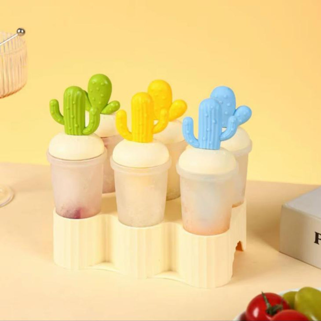 Cactus-Themed DIY Ice Pop & Popsicle Mold Set with Holder
