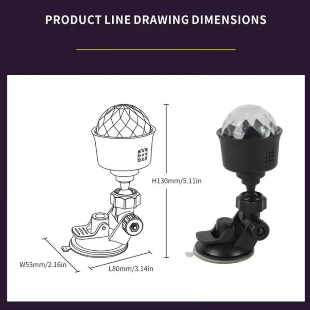 360° Rotating Diamond LED Projector with Suction Cup Base & USB Power