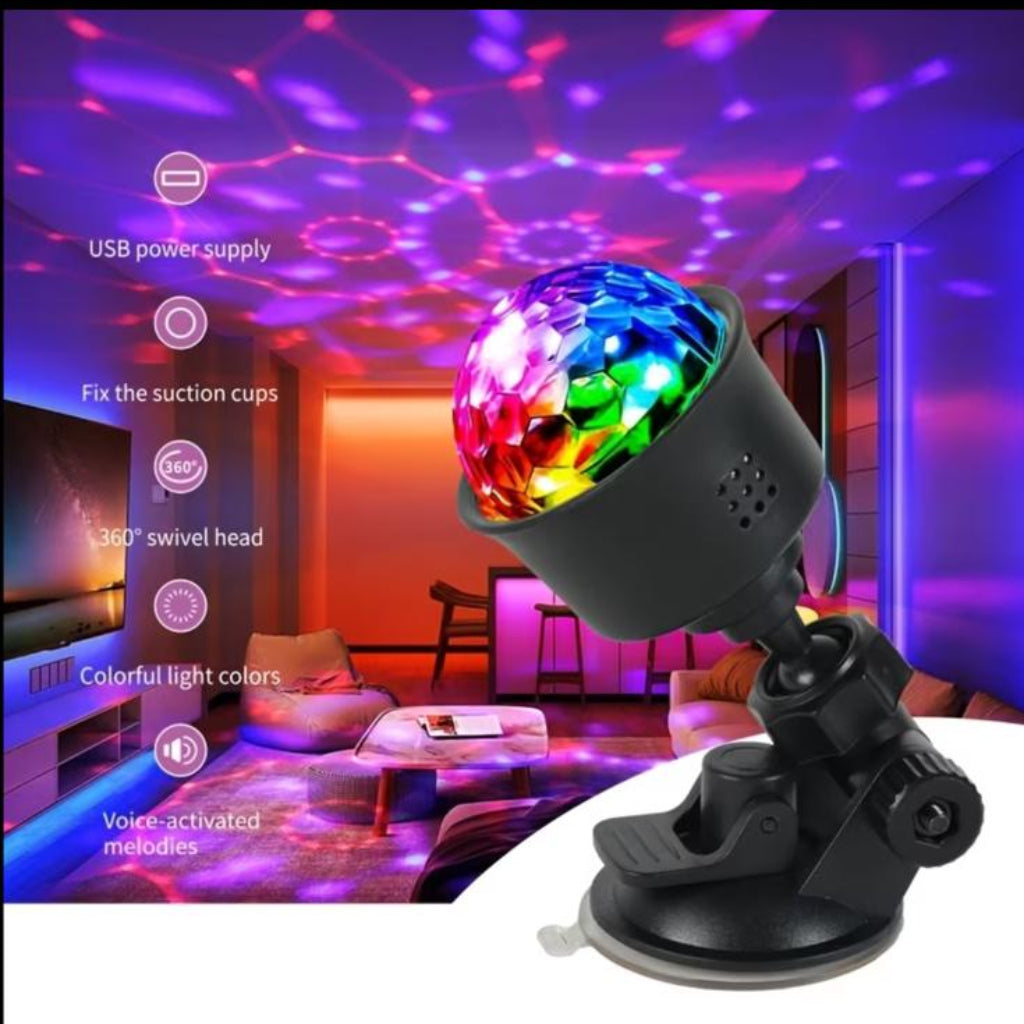 360° Rotating Diamond LED Projector with Suction Cup Base & USB Power