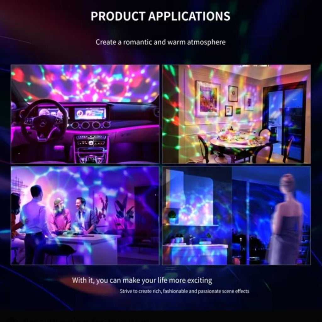 360° Rotating Diamond LED Projector with Suction Cup Base & USB Power