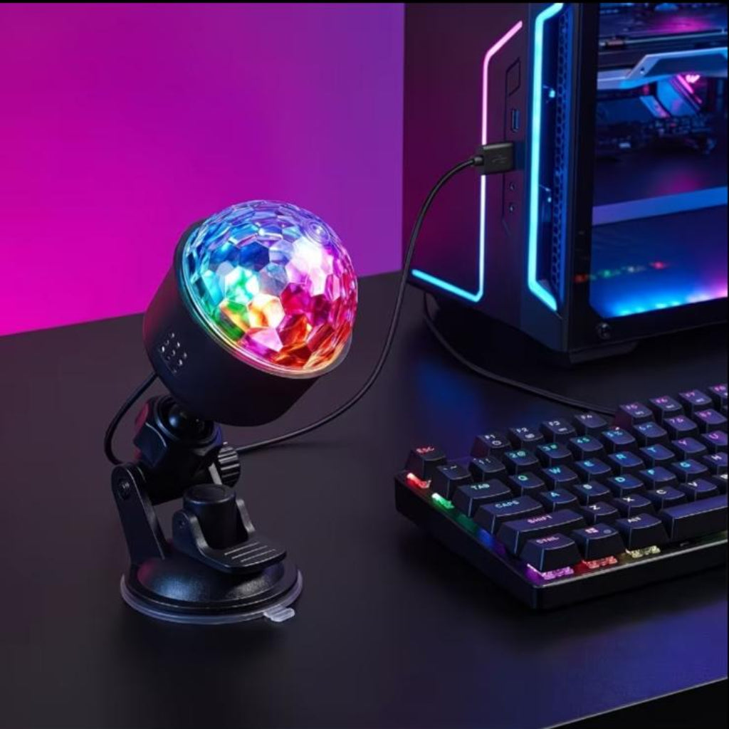 360° Rotating Diamond LED Projector with Suction Cup Base & USB Power