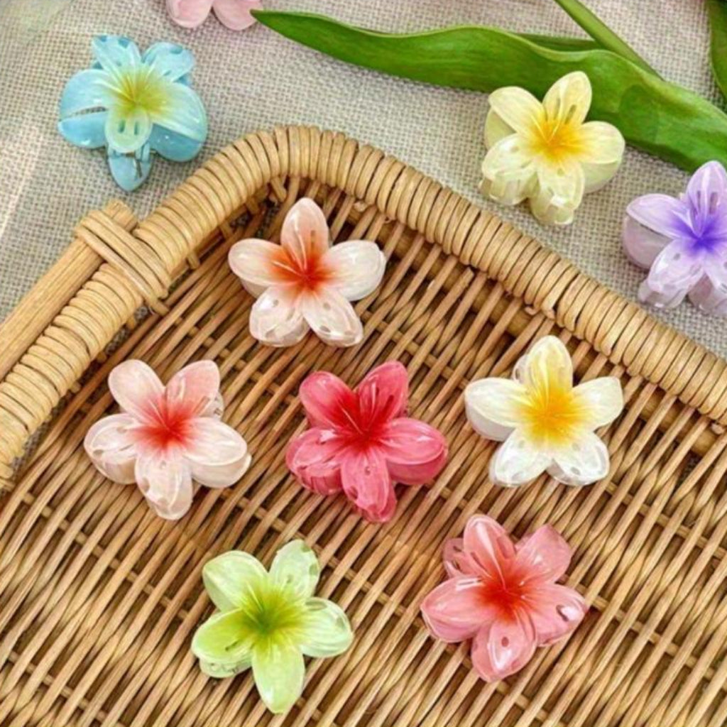 Flower Shape Hair Claw Clips Set – 7-Piece Random Colors