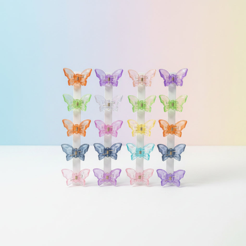 Small Butterfly Hair Clips Set – 12-Piece Random Colors