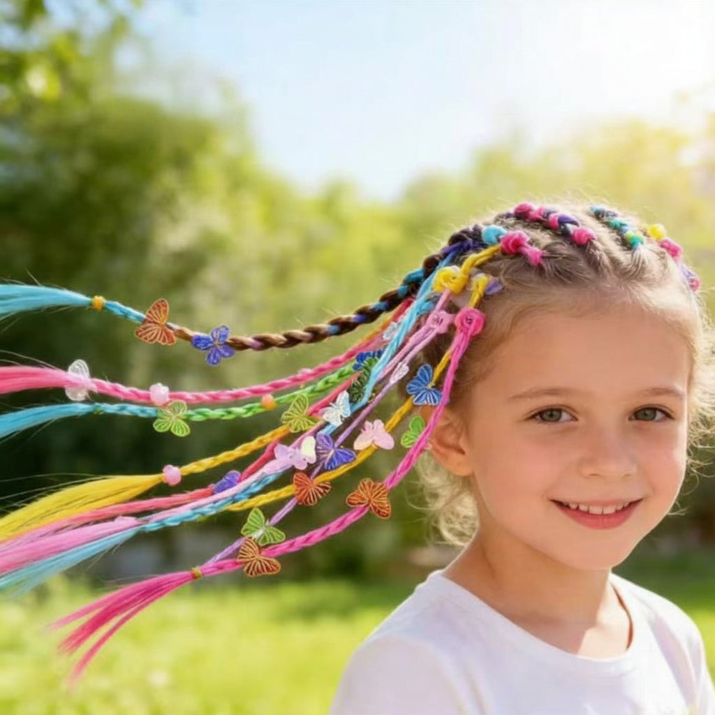 Colorful Braided Hair Extensions with Mini Butterfly Claw Clips – 6-Piece