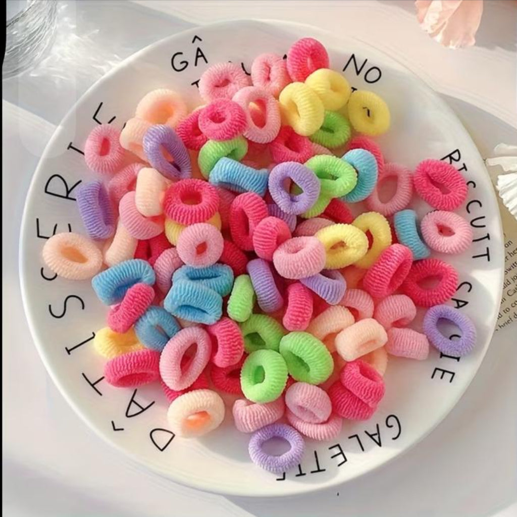 Colorful Mini Hair Ties & Elastic Rubber Bands – 80-Piece Set