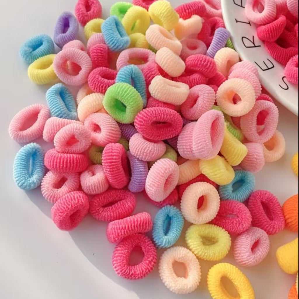 Colorful Mini Hair Ties & Elastic Rubber Bands – 80-Piece Set
