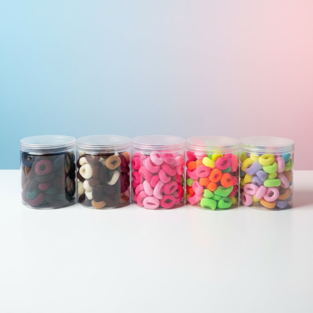 Colorful Mini Hair Ties & Elastic Rubber Bands – 80-Piece Set