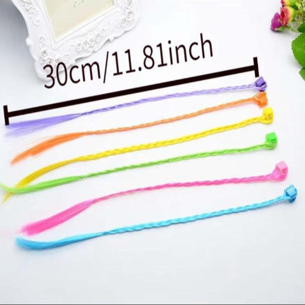 30-Piece Colorful Braided Hair Extensions Pack – Clip-In Hair Braids