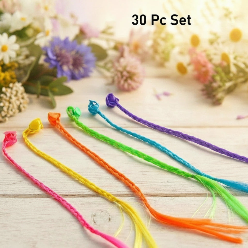 30-Piece Colorful Braided Hair Extensions Pack – Clip-In Hair Braids