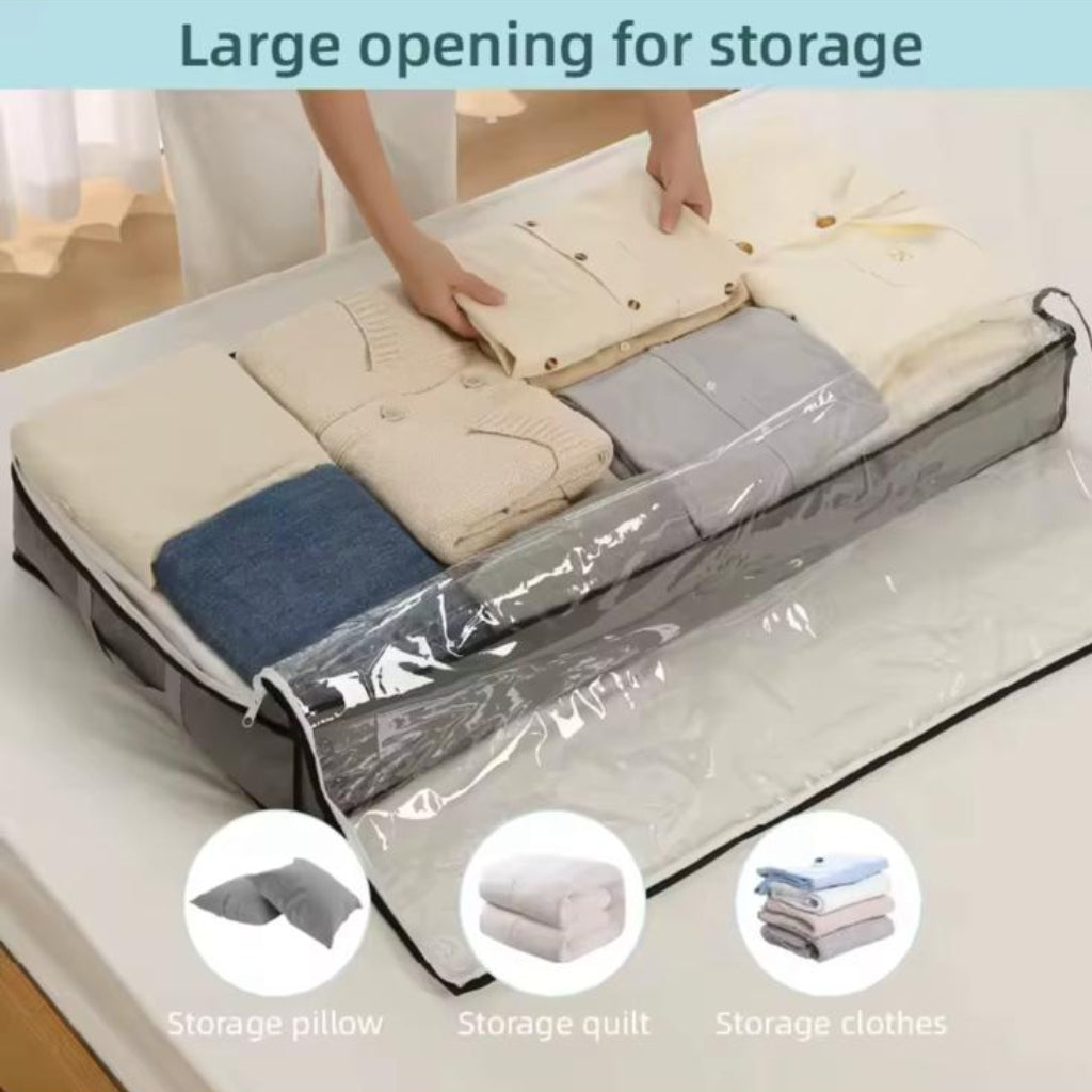 Transparent & Visible Foldable Clothing Storage Bag with Clear Window and Zipper Closure