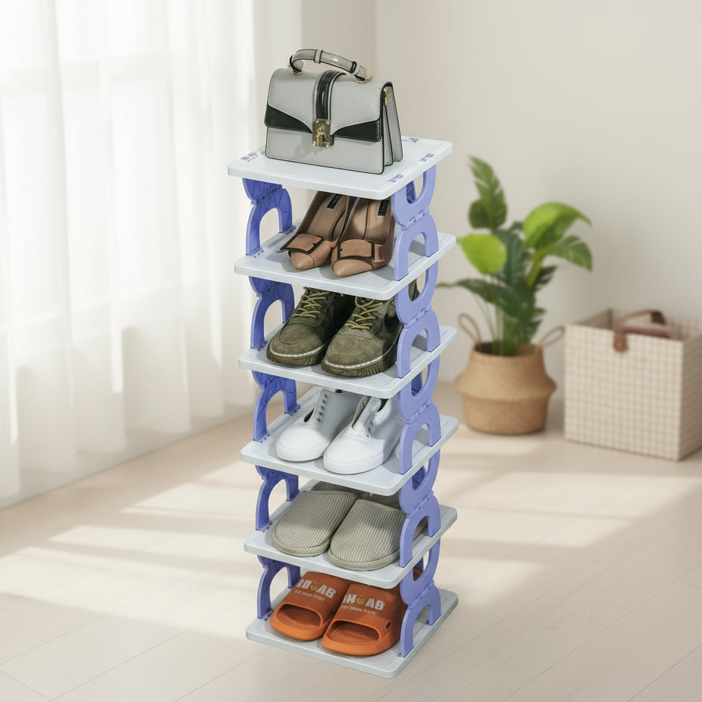 6-Layer Foldable Shoe Rack – Space-Saving Shoe Organizer