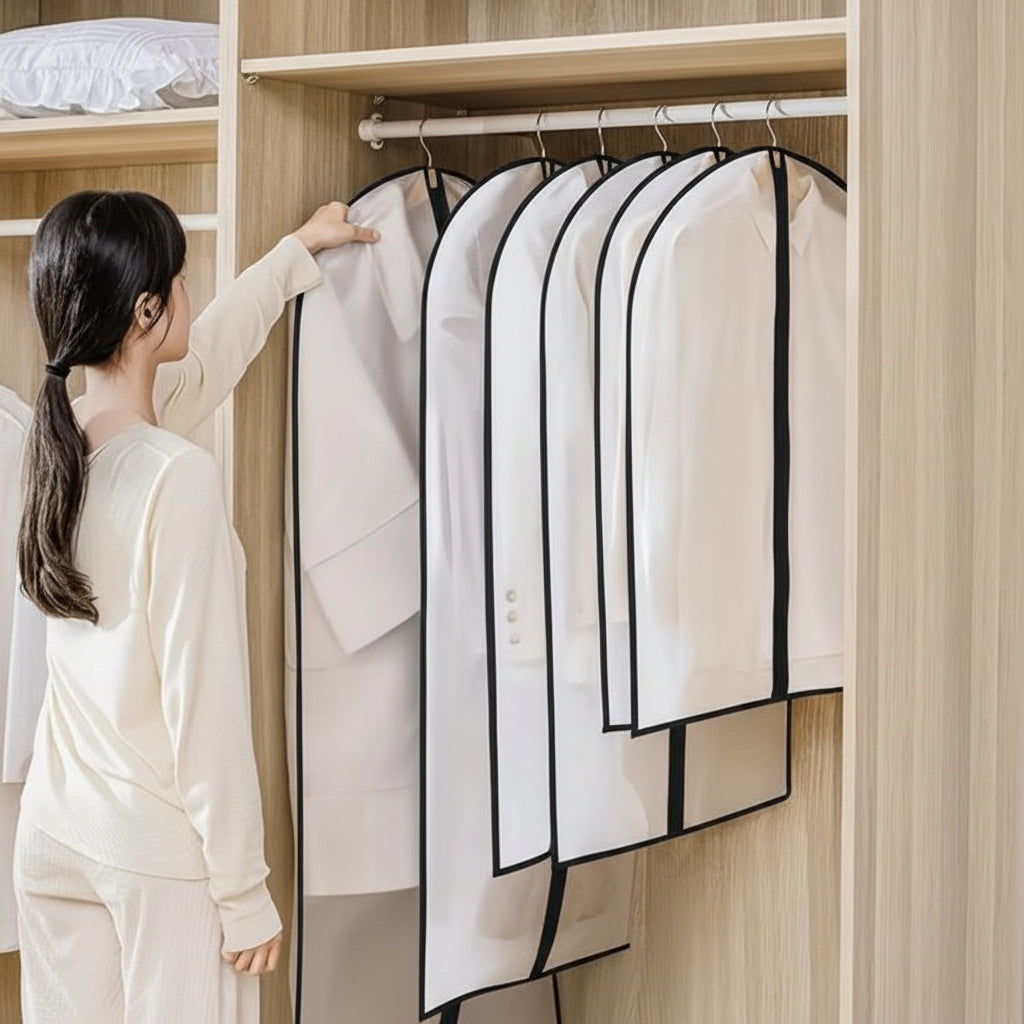 Zippered Transparent Garment Bags – Dustproof Hanging Clothes Covers